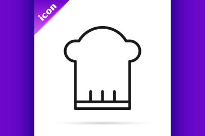 Black line Chef hat icon isolated on white background. Cooking symbol.