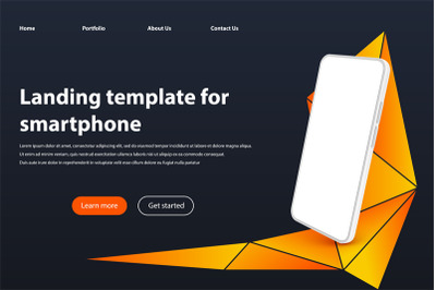 White smartphone landing page template. Modern frameless smartphones s