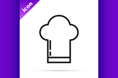 Black line Chef hat icon isolated on white background. Cooking symbol.