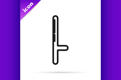 Black line Police rubber baton icon isolated on white background. Rubb