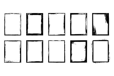 Grunge frames. Ink brush stroke border&2C; artistic brush blots and black