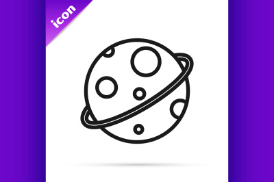 Black line Planet icon isolated on white background.  Vector Illustrat