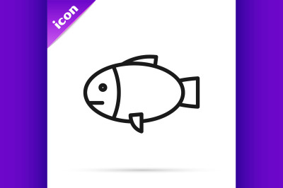 Black line Fish icon isolated on white background.  Vector Illustratio