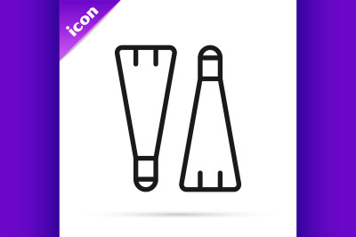 Black line Rubber flippers for swimming icon isolated on white backgro