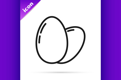 Black line Chicken egg icon isolated on white background.  Vector Illu