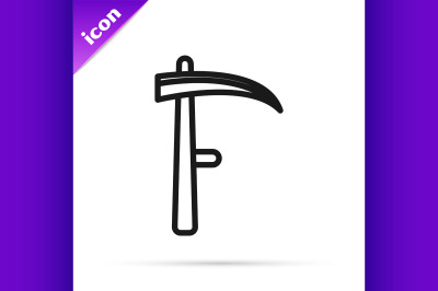 Black line Scythe icon isolated on white background. Happy Halloween p