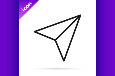 Black line Paper airplane icon isolated on white background.  Vector I