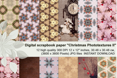 Beige vintage Christmas photographic textures, Digital paper