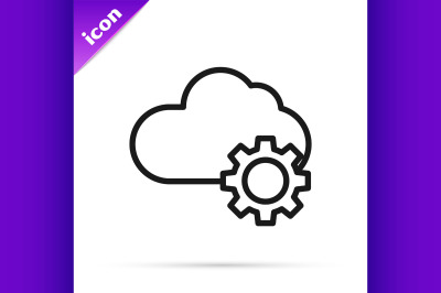 Black line Cloud technology data transfer and storage icon isolated on