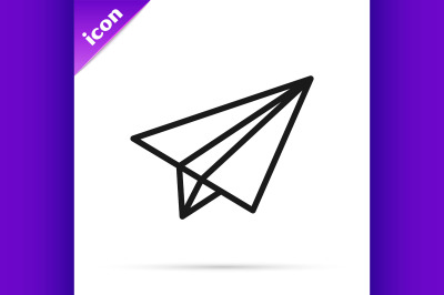 Black line Paper airplane icon isolated on white background.  Vector I