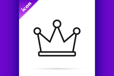 Black line Crown icon isolated on white background.  Vector Illustrati