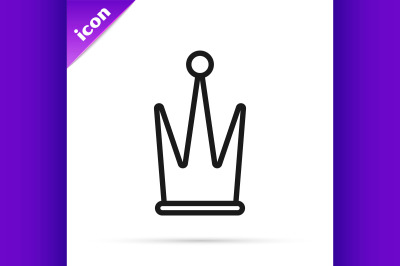 Black line Crown icon isolated on white background.  Vector Illustrati