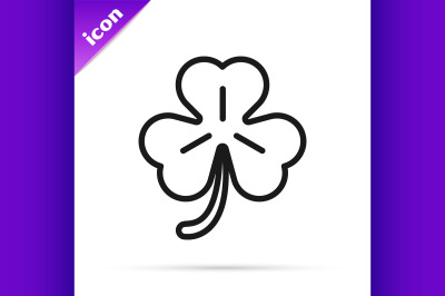 Black line Four leaf clover icon isolated on white background. Happy S