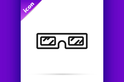 Black line 3D cinema glasses icon isolated on white background.  Vecto