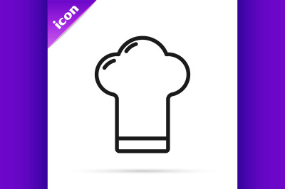 Black line Chef hat icon isolated on white background. Cooking symbol.