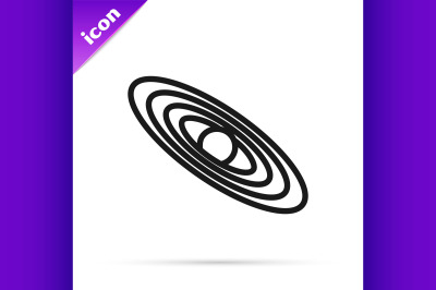 Black line Planet icon isolated on white background.  Vector Illustrat