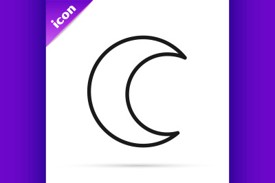 Black line Moon and stars icon isolated on white background.  Vector I