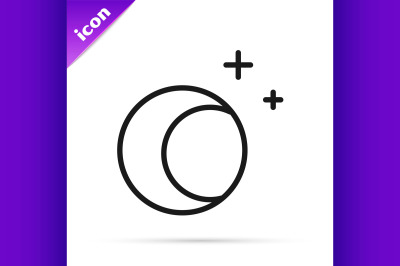 Black line Moon and stars icon isolated on white background.  Vector I