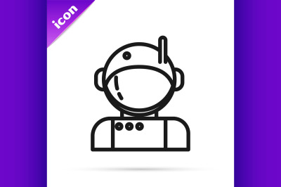 Black line Astronaut icon isolated on white background.  Vector Illust