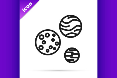 Black line Planet icon isolated on white background.  Vector Illustrat
