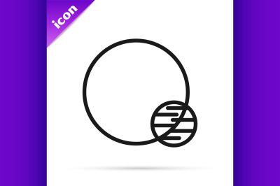 Black line Planet icon isolated on white background.  Vector Illustrat