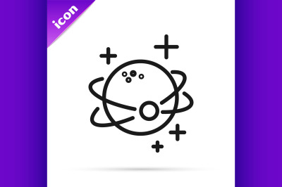 Black line Planet icon isolated on white background.  Vector Illustrat