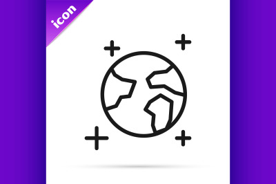 Black line Earth globe icon isolated on white background. World or Ear