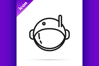 Black line Astronaut helmet icon isolated on white background.  Vector