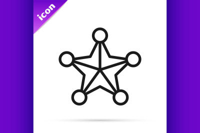 Black line Hexagram sheriff icon isolated on white background. Police
