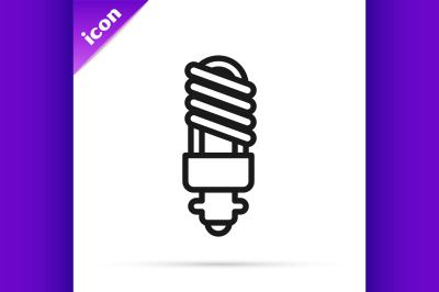 Black line LED light bulb icon isolated on white background. Economica