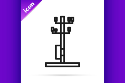 Black line Electric tower used to support an overhead power line icon