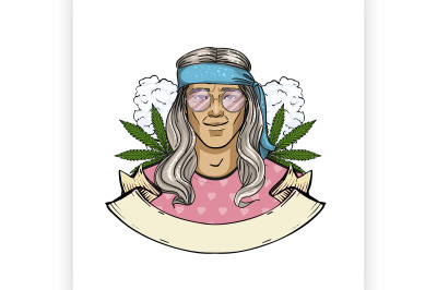 Hand drawn sketch hippie man 9