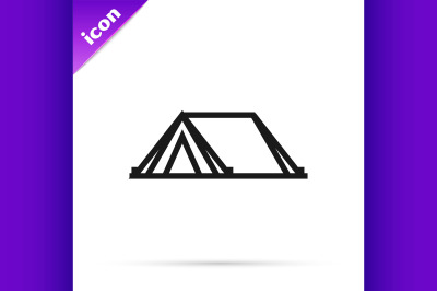 Black line Tourist tent icon isolated on white background. Camping sym