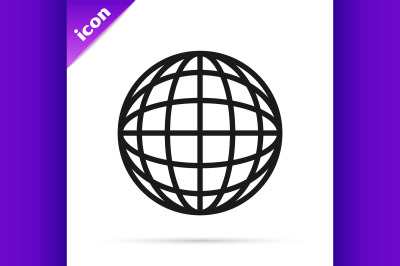 Black line Earth globe icon isolated on white background. World or Ear
