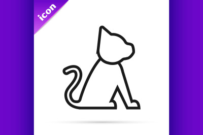 Black line Cat icon isolated on white background.  Vector Illustration