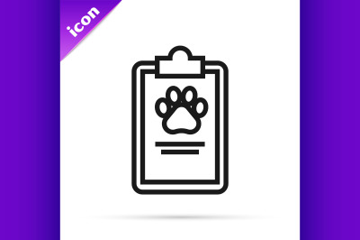 Black line Clipboard with medical clinical record pet icon isolated on