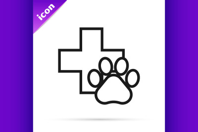 Black line Veterinary clinic symbol icon isolated on white background.