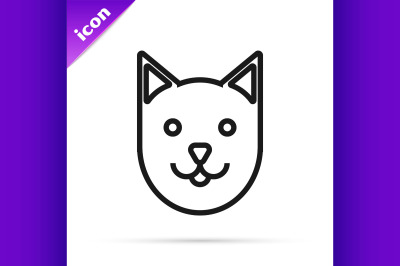 Black line Cat icon isolated on white background.  Vector Illustration