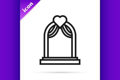 Black line Wedding arch icon isolated on white background. Wedding dec