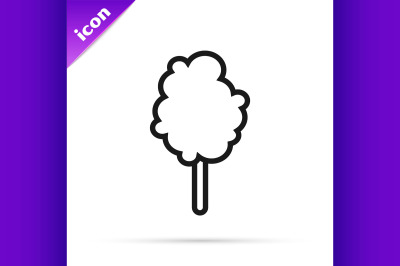 Black line Cotton candy icon isolated on white background.  Vector Ill