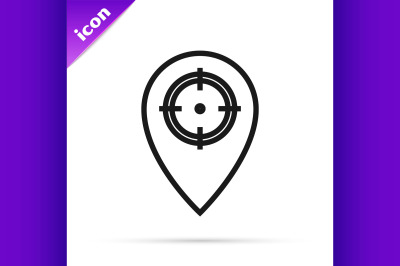 Black line Hunt place icon isolated on white background. Navigation&2C; p