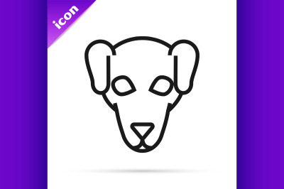 Black line Hunting dog icon isolated on white background.  Vector Illu