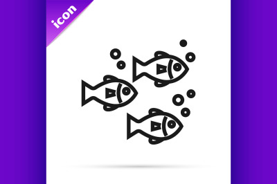 Black line Fish icon isolated on white background.  Vector Illustratio