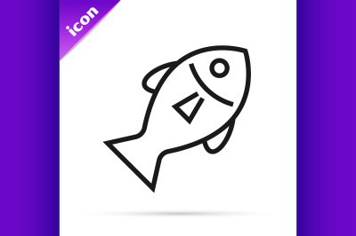 Black line Fish icon isolated on white background.  Vector Illustratio