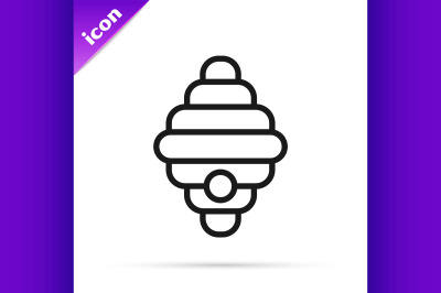 Black line Hive for bees icon isolated on white background. Beehive sy