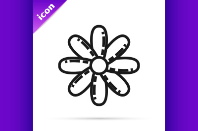 Black line Flower icon isolated on white background. Sweet natural foo