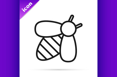 Black line Bee icon isolated on white background. Sweet natural food.