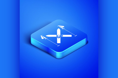 Isometric Ski and sticks icon isolated on blue background. Extreme spo