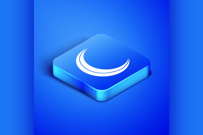 Isometric Moon and stars icon isolated on blue background. Blue square