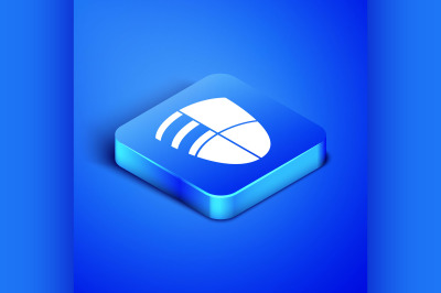 Isometric Football club logo template icon isolated on blue background